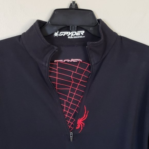 Spyder Tracker Webbed T- neck Tech 1/2 Zip Men’s Black Size Medium - Picture 2 of 7